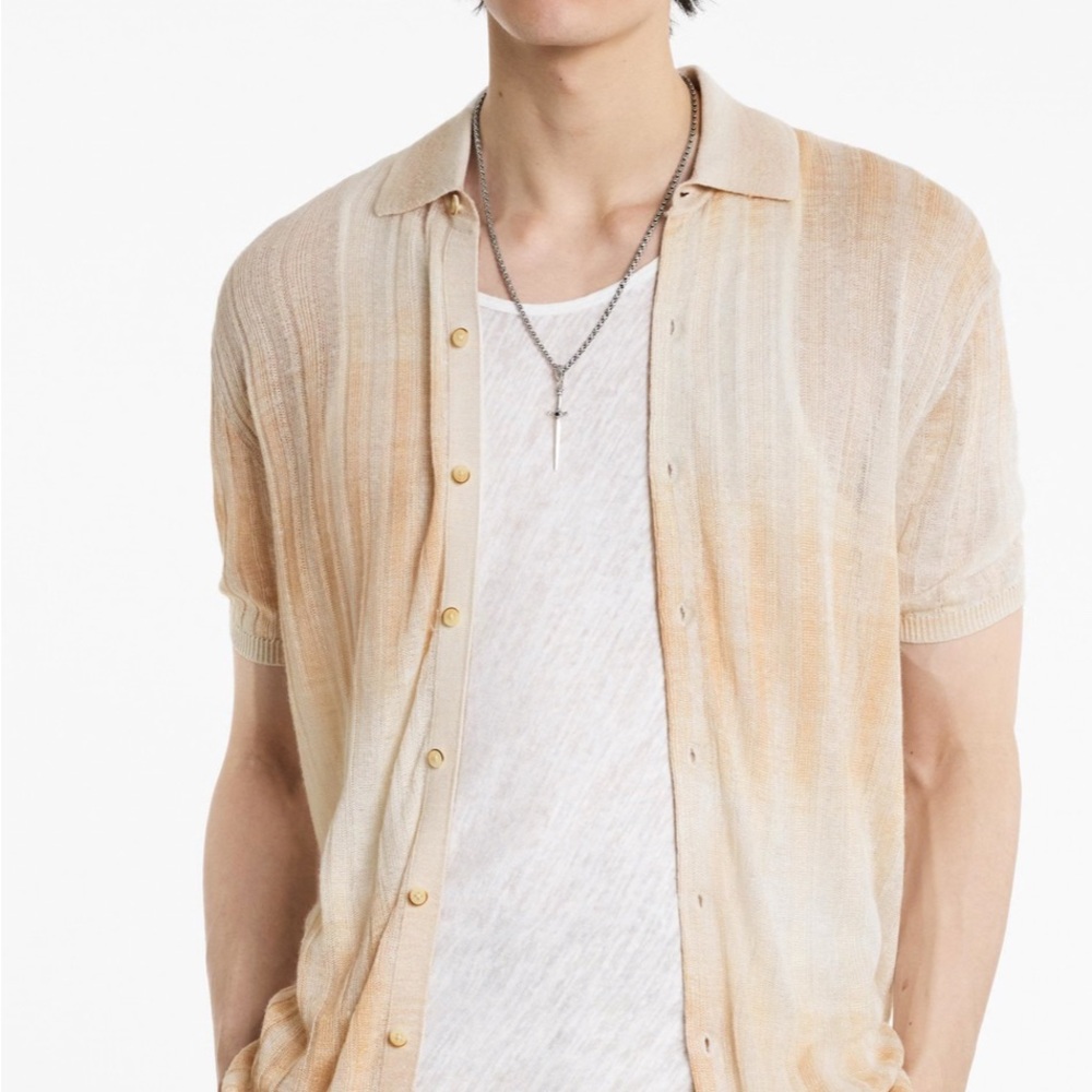 John Varvatos Cream Casual Button Down Shirt - Picture 9 of 11